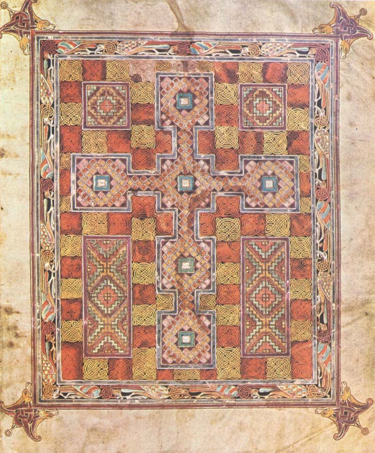 Rug page with cross from the Evangeliarium Van Lindisfarne